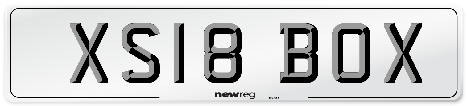 XS18 BOX Number Plate from New Reg